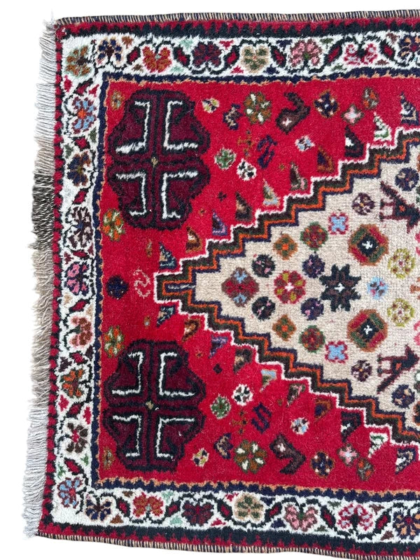 Small Hand Knotted Persian Tribal Rug 132x75cm Wool Qashqai Style — photograph 5