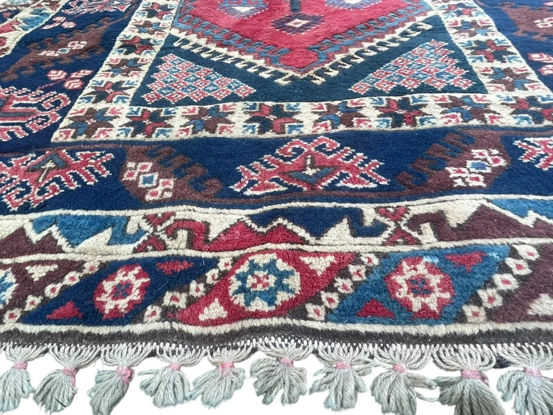 Vintage Hand Knotted Tribal Rug 246 x 141 cm Wool — photograph 18