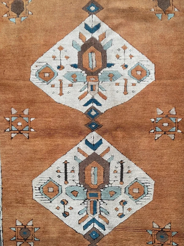 Vintage Wool Oriental Rug 162x129cm – Tribal Geometric Terracotta Blue — photograph 9
