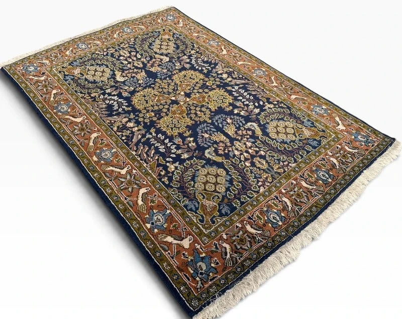 Persian Hand Knotted Wool Rug 164x105cm Vintage Oriental Floral Bird Carpet — photograph 3