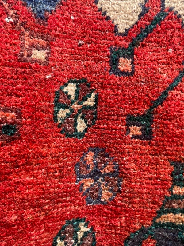 Old Persian Village Rug 242x107cm Handmade Red Tribal Carpet — photograph 19