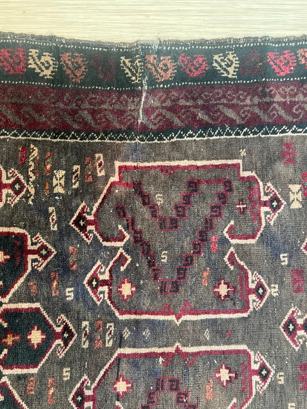 Vintage Hand Knotted Tribal Rug 162 x 99 cm Dark Afghan Baluch Style — photograph 15