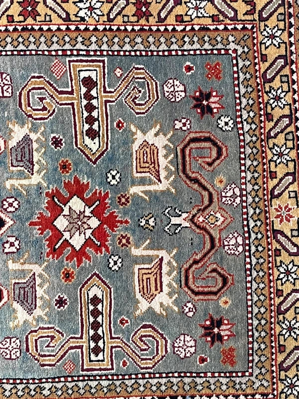 Authentic Hand Knotted Kazak Rug 96 × 66 cm – Fine Wool Tribal Carpet – Pale Blue — photograph 16