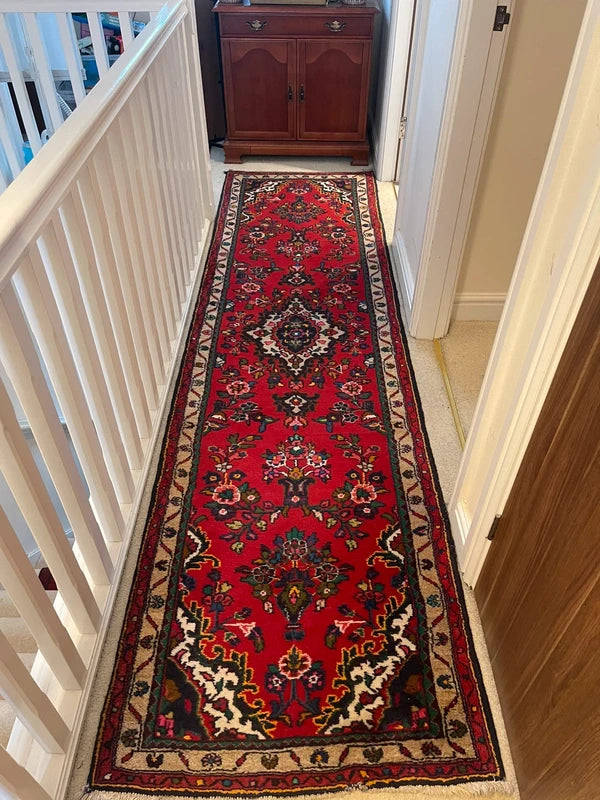 Vintage Persian Hand-Knotted Wool Runner Rug 301 x 83 cm — photograph 8