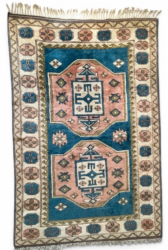 Large Vintage Turkish Geometric Rug 230 x 157 cm — photograph 3