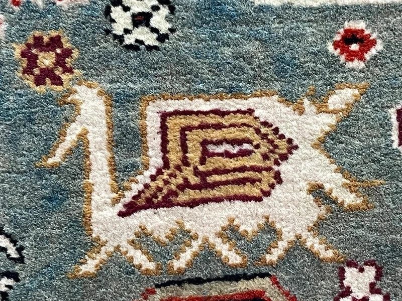 Authentic Hand Knotted Kazak Rug 96 × 66 cm – Fine Wool Tribal Carpet – Pale Blue — photograph 6