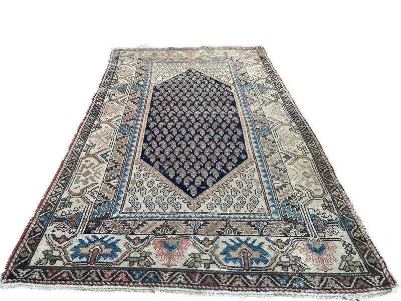 Vintage Persian Hamadan Rug – Hand Knotted Wool Carpet – 201 x 122 cm — photograph 8