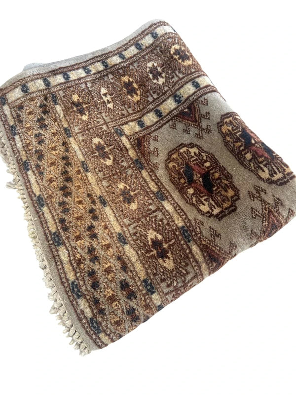 Small Hand knotted Bokhara Style Rug 123x83cm Grey Brown Vintage Look Carpet — photograph 7