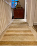 Luxury Hand Knotted Wool Runner Rug 240 × 70 cm | Beige Striped Handmade Wool Rug — photograph 1