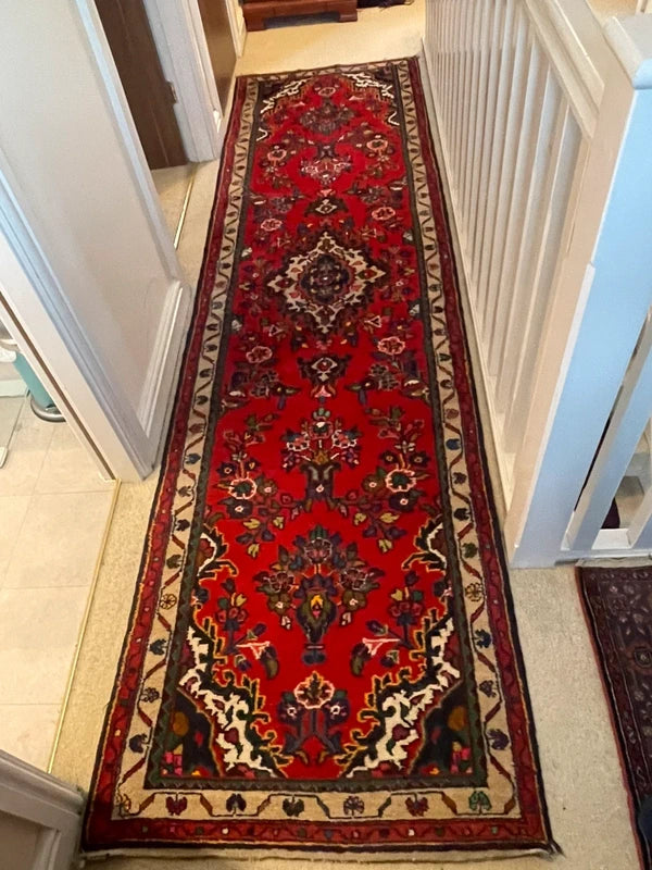 Vintage Persian Hand-Knotted Wool Runner Rug 301 x 83 cm — photograph 11