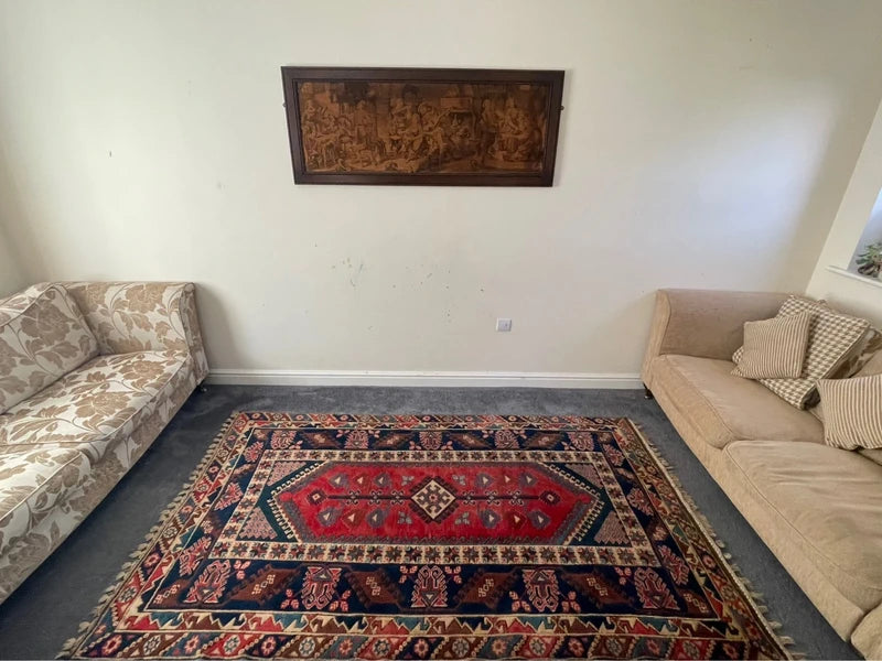 Vintage Hand Knotted Tribal Rug 246 x 141 cm Wool — photograph 9