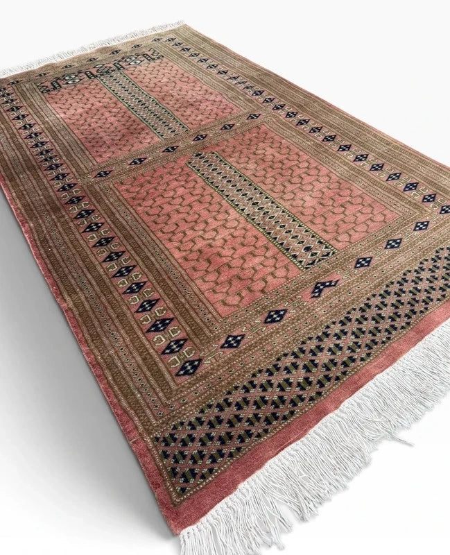 Hand Knotted Bokhara Rug 163x94cm Pink Salmon Oriental Wool Rug — photograph 7