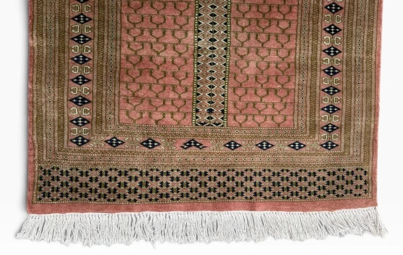 Hand Knotted Bokhara Rug 163x94cm Pink Salmon Oriental Wool Rug — photograph 5