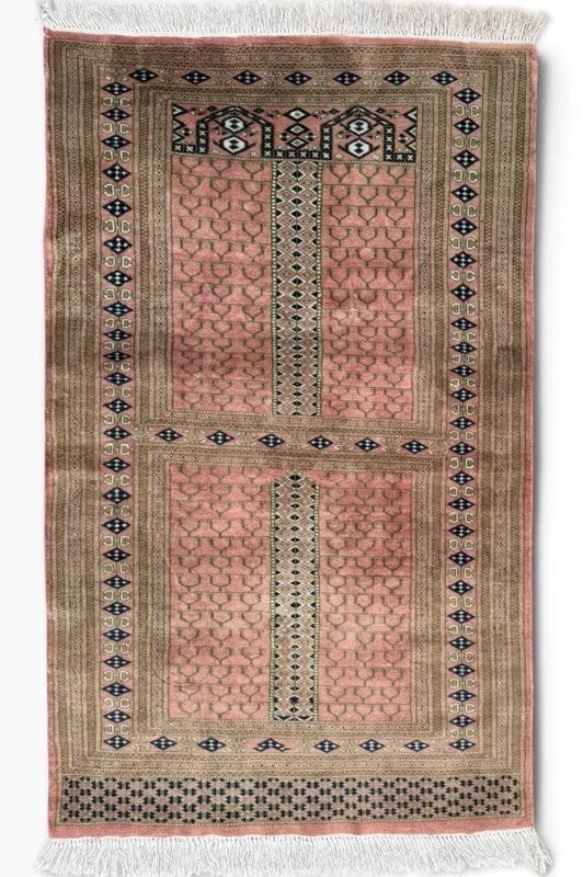 Hand Knotted Bokhara Rug 163x94cm Pink Salmon Oriental Wool Rug — photograph 2