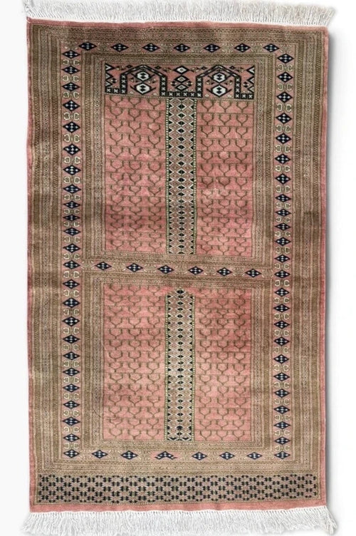 Hand Knotted Bokhara Rug 163x94cm Pink Salmon Oriental Wool Rug — photograph 2