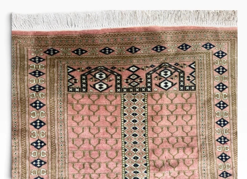 Hand Knotted Bokhara Rug 163x94cm Pink Salmon Oriental Wool Rug — photograph 6