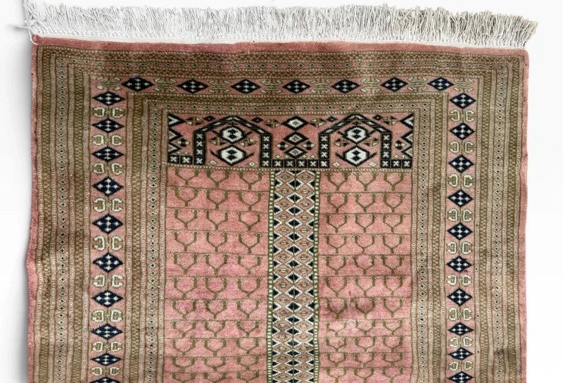 Hand Knotted Bokhara Rug 163x94cm Pink Salmon Oriental Wool Rug — photograph 4