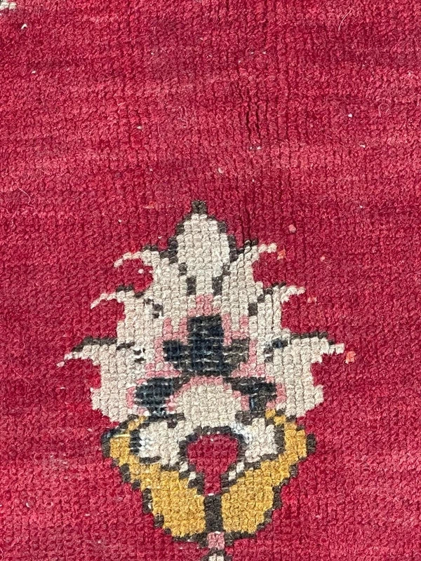 Old Vintage Hand Knotted Turkish Oushak Red Wool Rug 175 x 100 cm — photograph 11