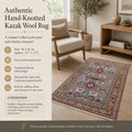 Authentic Hand Knotted Kazak Rug 96 × 66 cm – Fine Wool Tribal Carpet – Pale Blue — photograph 1