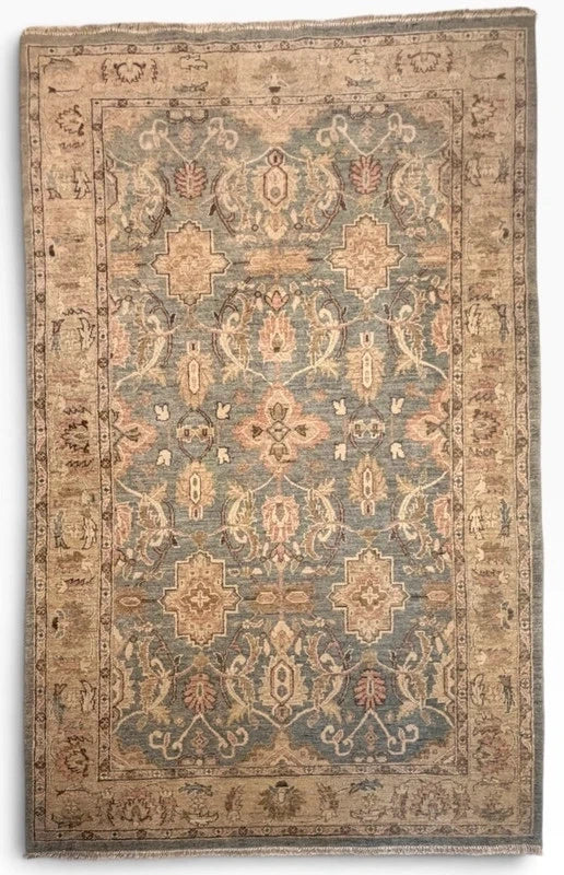 Large Hand Knotted Wool Rug 241x151cm Muted Ziegler Chobi Style — photograph 13