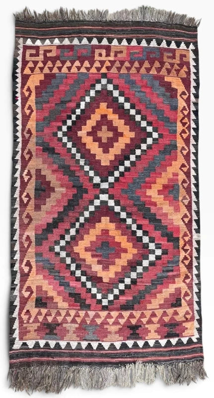 Vintage Handwoven Kilim Rug 203 × 112 cm – Tribal Geometric Wool Flatweave — photograph 10