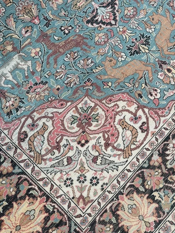 Hand-Knotted Silk Persian Style Rug – Hunting Design – 183 × 125 cm — photograph 13