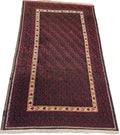 Handmade wool rug – Afghan/Baluch style – 180 × 102 cm – burgundy/black & ivory border — photograph 1