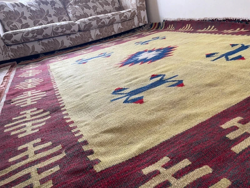 Large Handmade Tribal Kilim Rug 305 x 210 cm Reversible Flatweave Wool Carpet — photograph 8