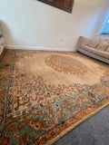 Large vintage Hand Knotted Wool Rug 293 x 246 cm – Traditional Medallion Persian Style — photograph 1
