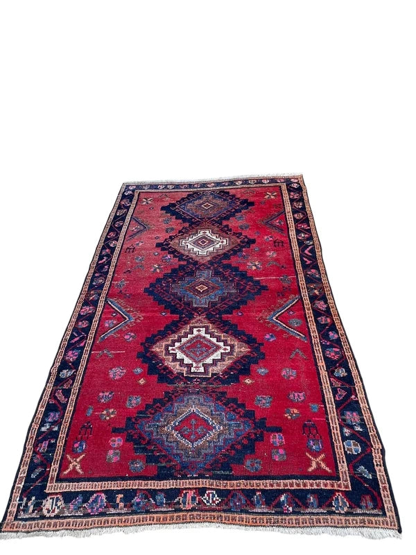 Vintage Hand-Knotted Persian Hamadan Rug – 196 × 127 cm — photograph 2