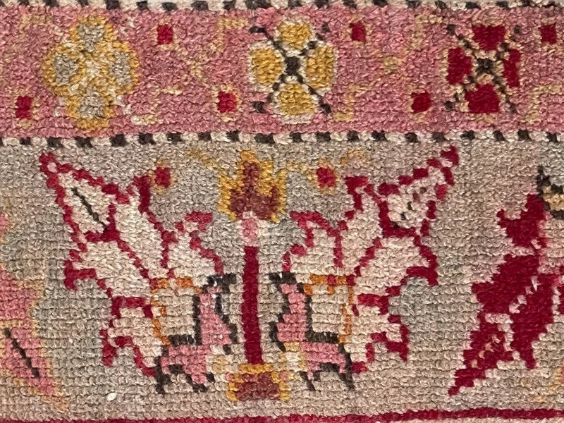 Old Vintage Hand Knotted Turkish Oushak Red Wool Rug 175 x 100 cm — photograph 13