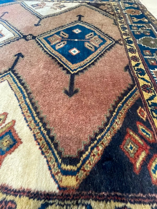 Vintage hand knotted wool tribal rug 227 x 150 cm Kazak Caucasian style — photograph 16
