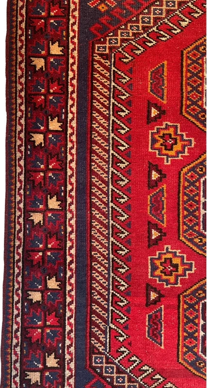 Vintage Oriental Persian tribal Rug200×110cm (6'7" × 3'7") Hand-Knotted Wool Gallery Mat c.70s — photograph 10