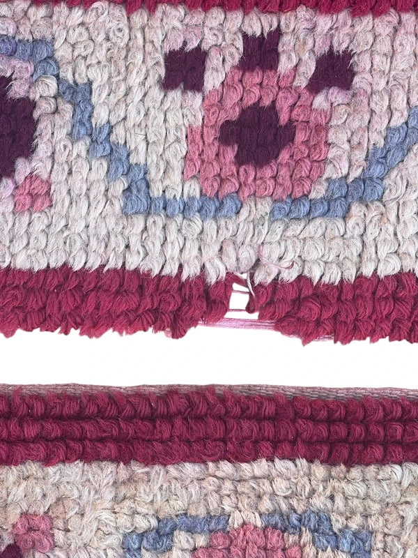 Set of 4 Vintage Handmade Wool Rugs – Matching Pink Burgundy Floral Rugs — photograph 9
