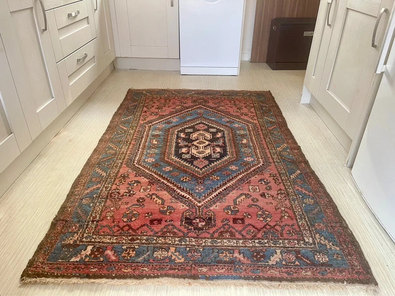 Authentic Hand Knotted Persian Hamadan Rug 125 × 195 cm | Vintage Wool Carpet — photograph 1