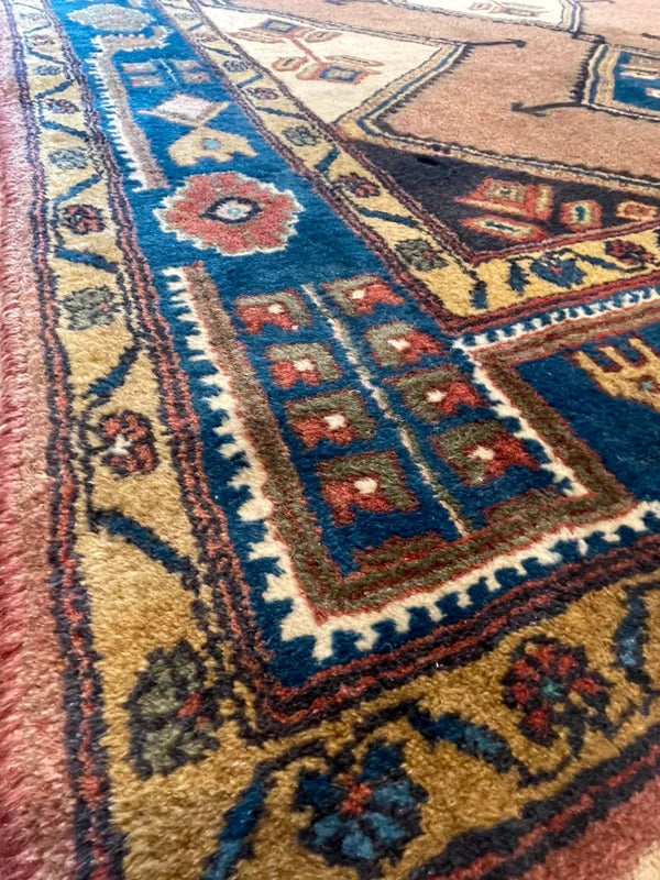 Vintage hand knotted wool tribal rug 227 x 150 cm Kazak Caucasian style — photograph 5