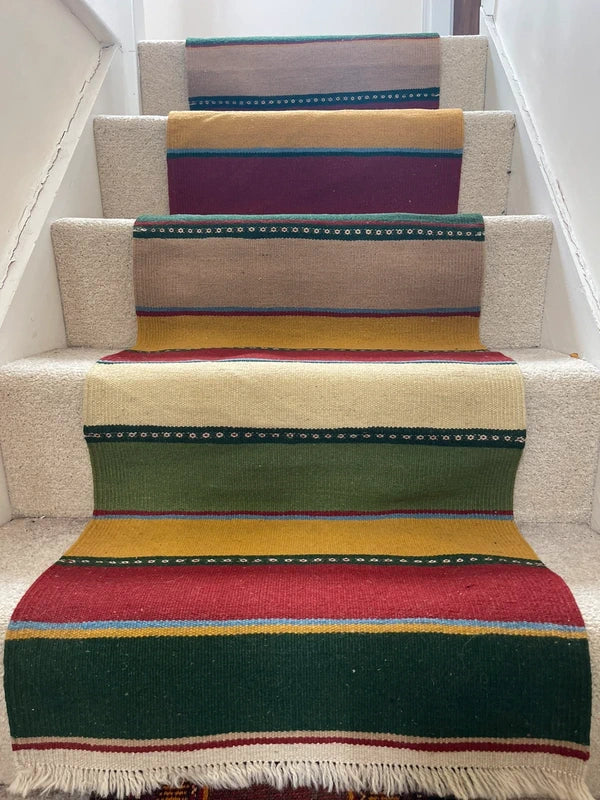 Vintage Handwoven Kilim Runner 203 × 56 cm | Wool Hallway Runner | Striped Flatweave Rug — photograph 7