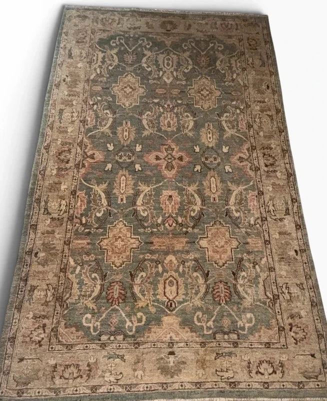 Large Hand Knotted Wool Rug 241x151cm Muted Ziegler Chobi Style — photograph 15