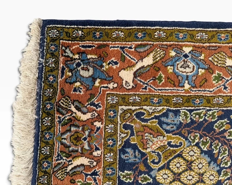 Persian Hand Knotted Wool Rug 164x105cm Vintage Oriental Floral Bird Carpet — photograph 6