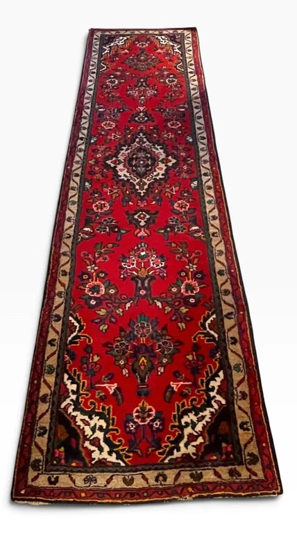Vintage Persian Hand-Knotted Wool Runner Rug 301 x 83 cm — photograph 4