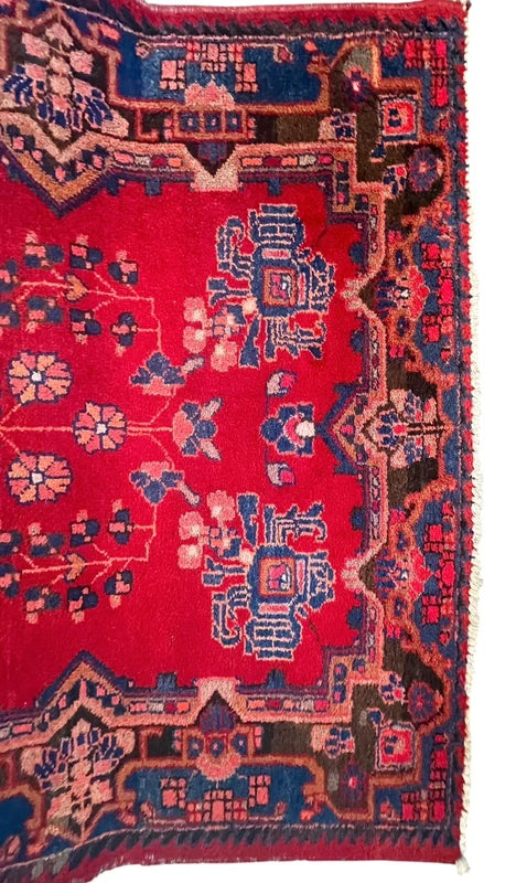 Large Handmade Persian Heriz Style Rug 303 x 159 cm Red Blue Wool Carpet — photograph 6