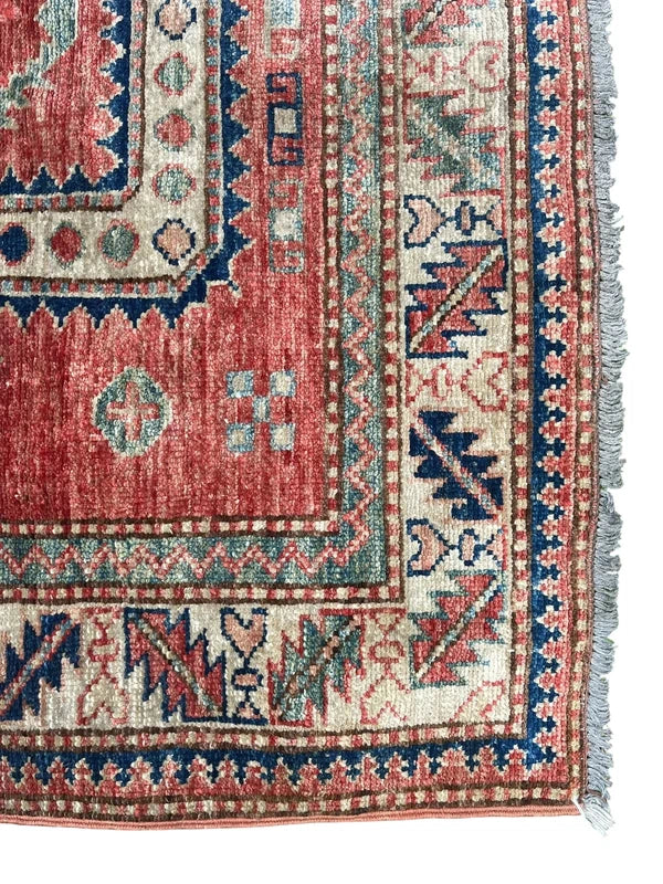 Hand Knotted Kazak Style Wool Rug 154x100cm Small Tribal Carpet — photograph 9