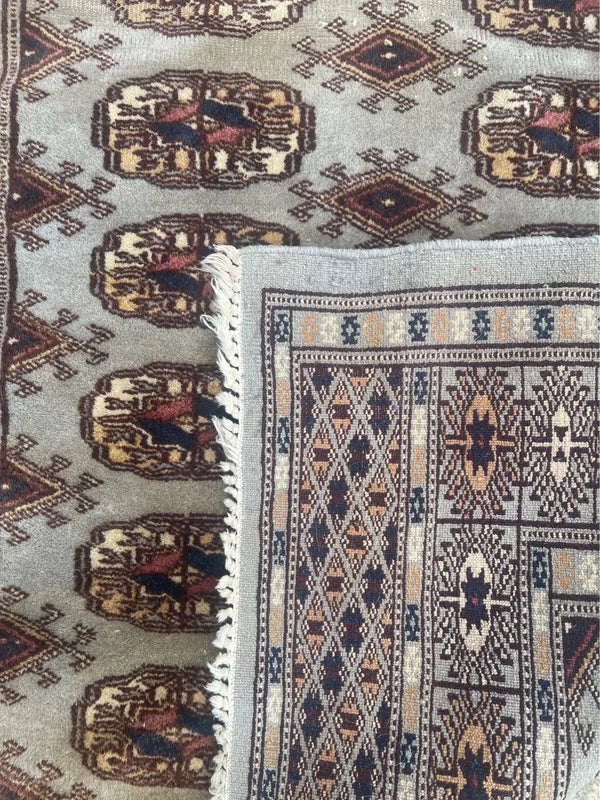 Small Hand knotted Bokhara Style Rug 123x83cm Grey Brown Vintage Look Carpet — photograph 8