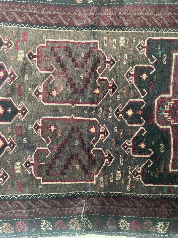 Vintage Hand Knotted Tribal Rug 162 x 99 cm Dark Afghan Baluch Style — photograph 4