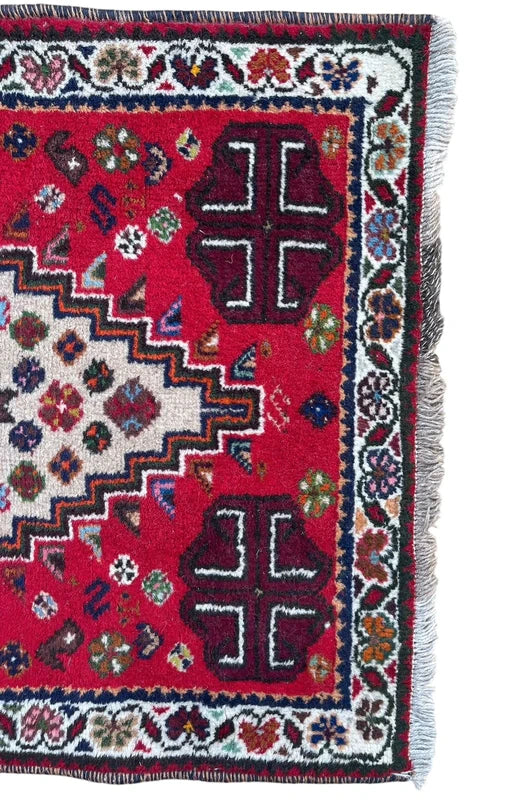Small Hand Knotted Persian Tribal Rug 132x75cm Wool Qashqai Style — photograph 3