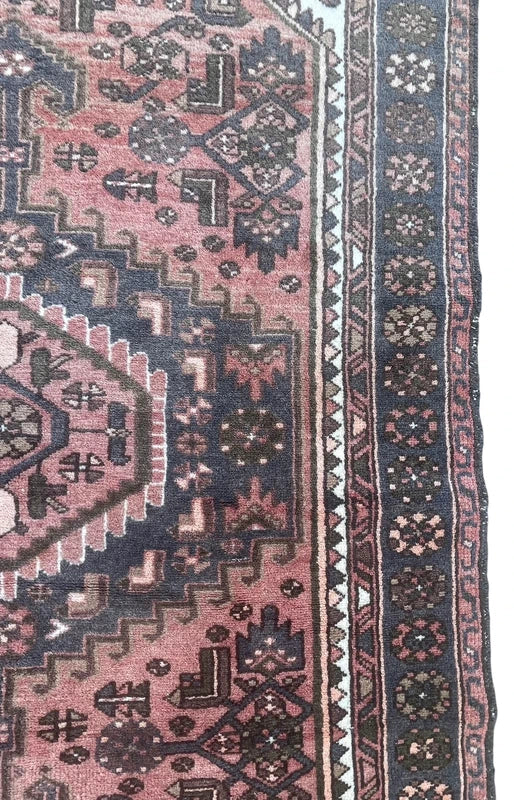 Vintage Persian Hamadan Rug 196x125cm Hand Knotted Wool Pink Tribal Carpet — photograph 6