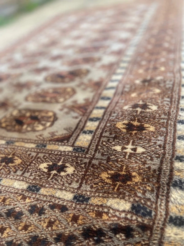 Small Hand knotted Bokhara Style Rug 123x83cm Grey Brown Vintage Look Carpet — photograph 6