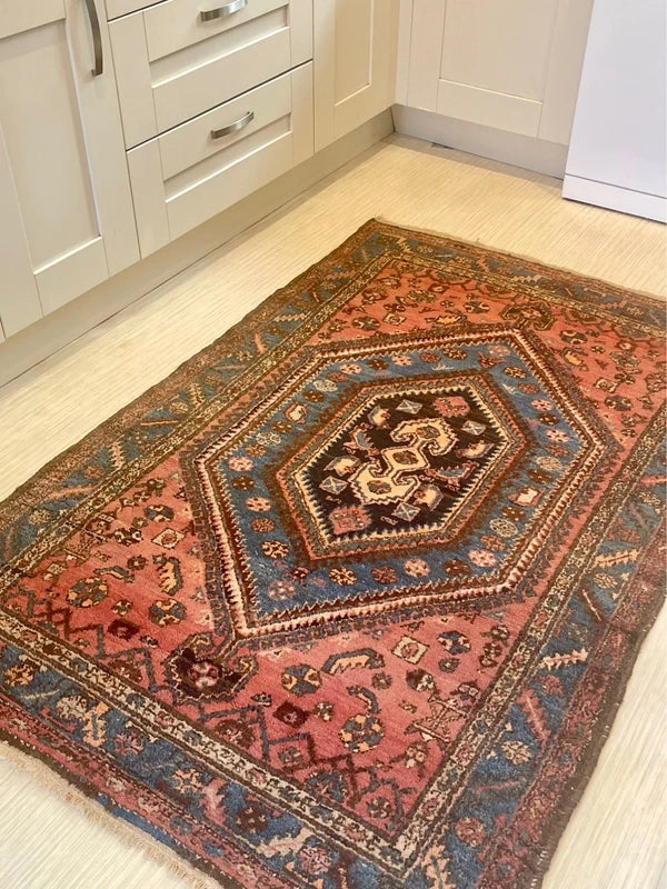 Authentic Hand Knotted Persian Hamadan Rug 125 × 195 cm | Vintage Wool Carpet — photograph 4