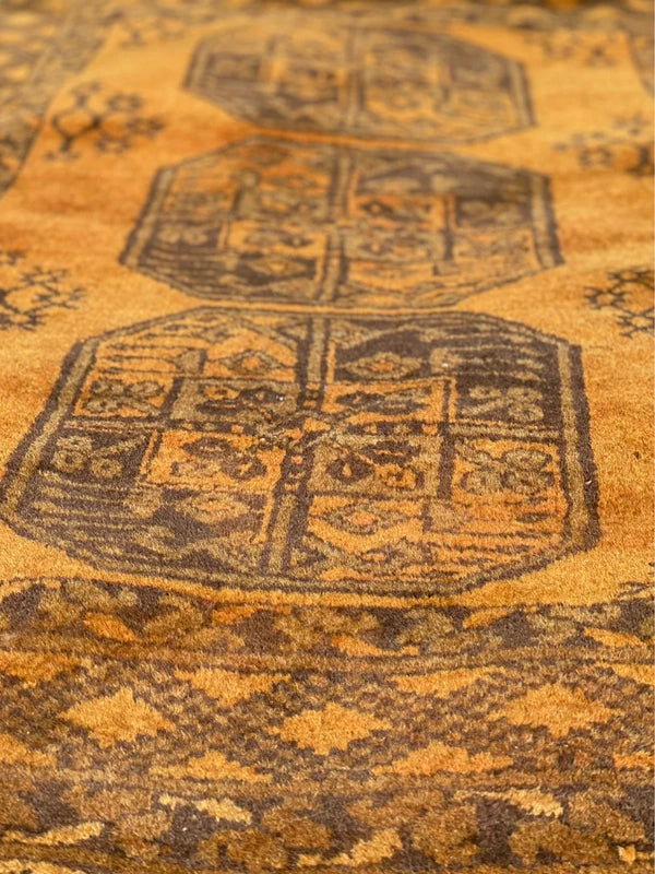Handmade Bokhara Rug 159x108cm Gold Black Wool Small Carpet — photograph 4