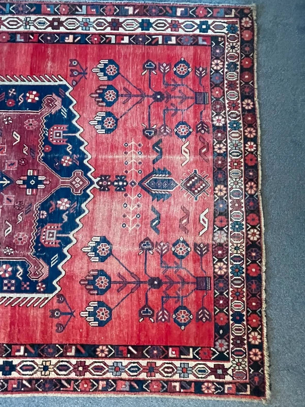 Hand Knotted Persian Wool Rug 251 x 170 cm Vintage Pink Salmon Rug — photograph 5